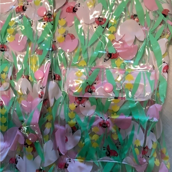 Flowers and lady bug hooded rain coat. Size 24 months. - Picture 3 of 5